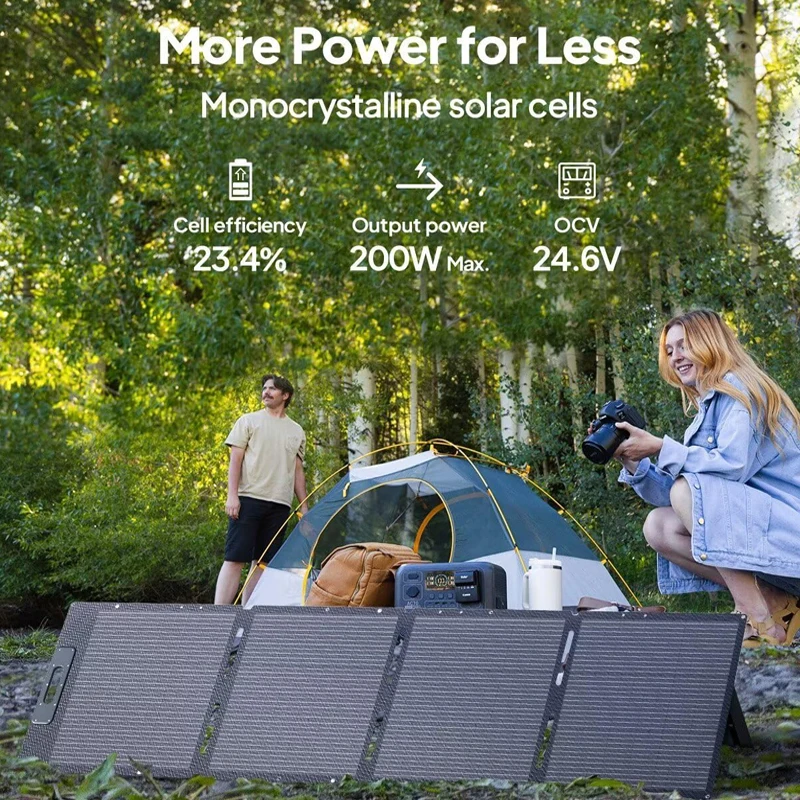 BLUETTI PV200D Low-Profile Foldable Solar Charger - 200W for RV Roofs, Zipper Case & Anti-Reflective Coating
