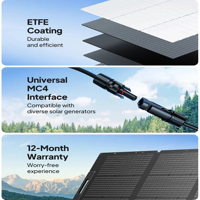 BLUETTI PV200D Low-Profile Foldable Solar Charger - 200W for RV Roofs, Zipper Case & Anti-Reflective Coating