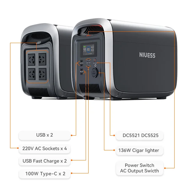 1228Wh Solar Powered Portable Power Station with Remote Control - Niuess
