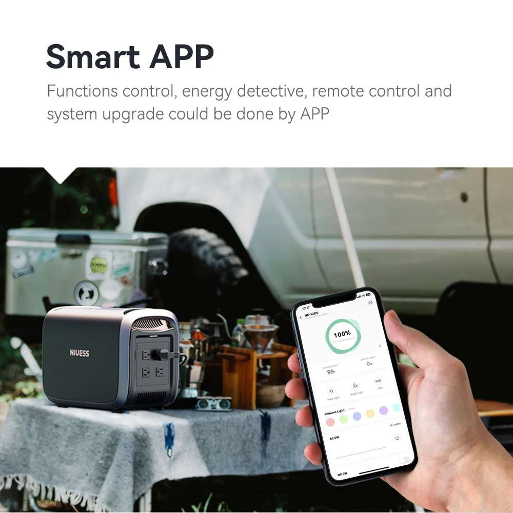1228Wh Solar Powered Portable Power Station with Remote Control - Niuess