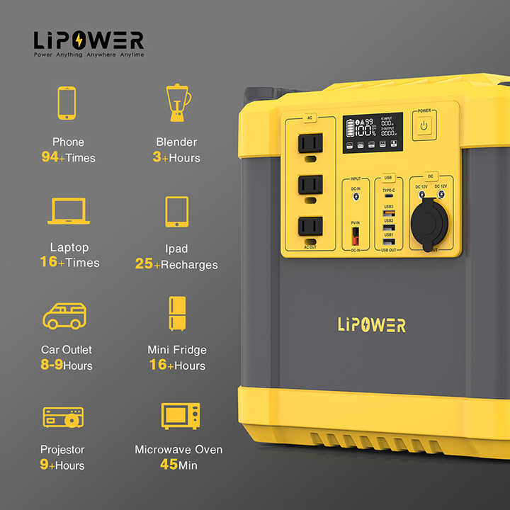 Lipower 2000W Portable Solar Power Station Lithium Battery System for Outdoor TV Fans and Lighting G2000
