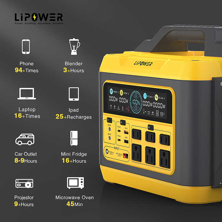 Portable Power Station 1200W 1120Wh LiFePO4 Battery Fast Charging for Outdoor Camping Lipower