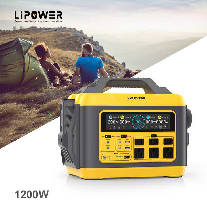 Portable Power Station 1200W LiFePO4 Battery 1110Wh Solar Generator for Outdoor Camping Emergency Backup Lipower