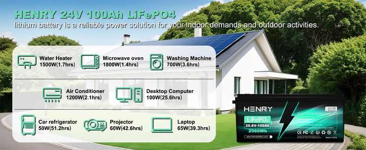 High Quality 25V 100AH 200Ah Lithium Solar Battery for Solar Energy Storage Systems HENRY