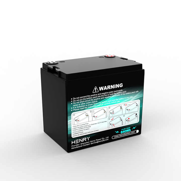 LiFePO4 Lithium Battery Pack 12.8V 50Ah Smart BMS Long Cycle Life for Solar Energy Storage Electric Vehicles HENRY