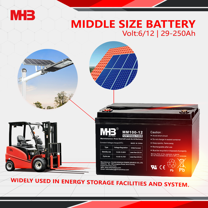 12V 45Ah Sealed AGM Deep Cycle Battery for Solar Energy Storage MHB
