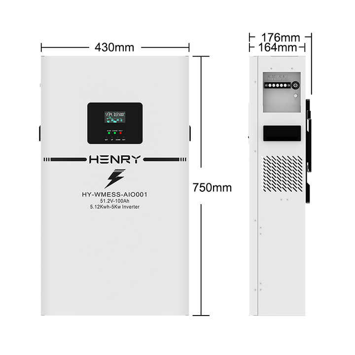 51.2V Lithium Ion 230Ah 48V 100Ah Lifepo4 Solar Battery 10Kwh Power Wall-Mounted Energy Storage Battery HENRY