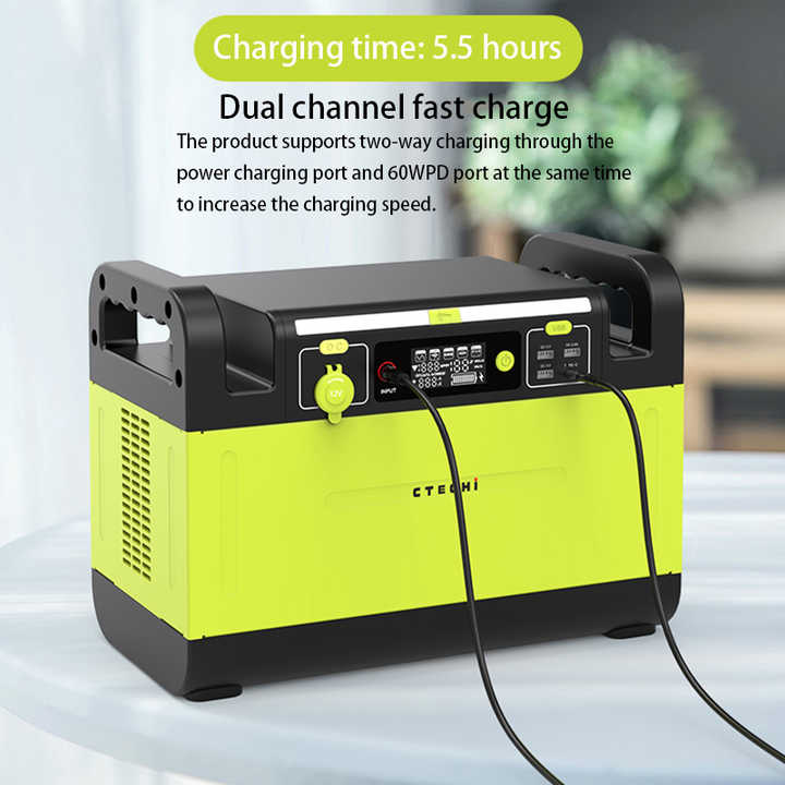 Solar Generator 1500W High Capacity Emergency Backup Power Station UPS Battery Portable Camping Use CTECHI