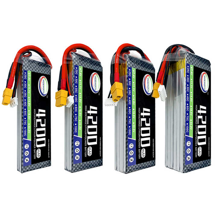 7.4V 11.1V 14.8V 18.5V 22.2V Lipo Battery 2S 3S 4S 5S 6S 4000mAh 4200mAh 25C 35C 40C 60C High-Performance Rechargeable Lithium Polymer Battery for RC Toys Power Tools Kepworth