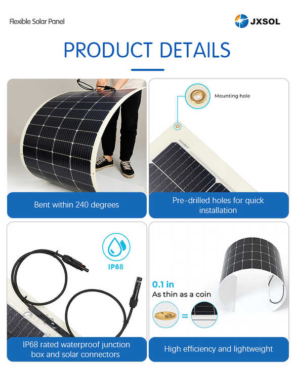 Flexible Solar Panel 80W-200W Semi-Flexible Photovoltaic Module for Solar Power Systems JXSOL