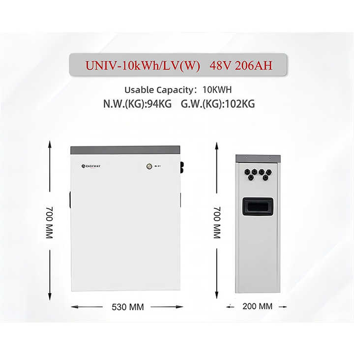 Grade 5.12kWh 24V 48V 200Ah Solar Lithium Ion Battery Power Wall for Home Energy Storage System Easyway