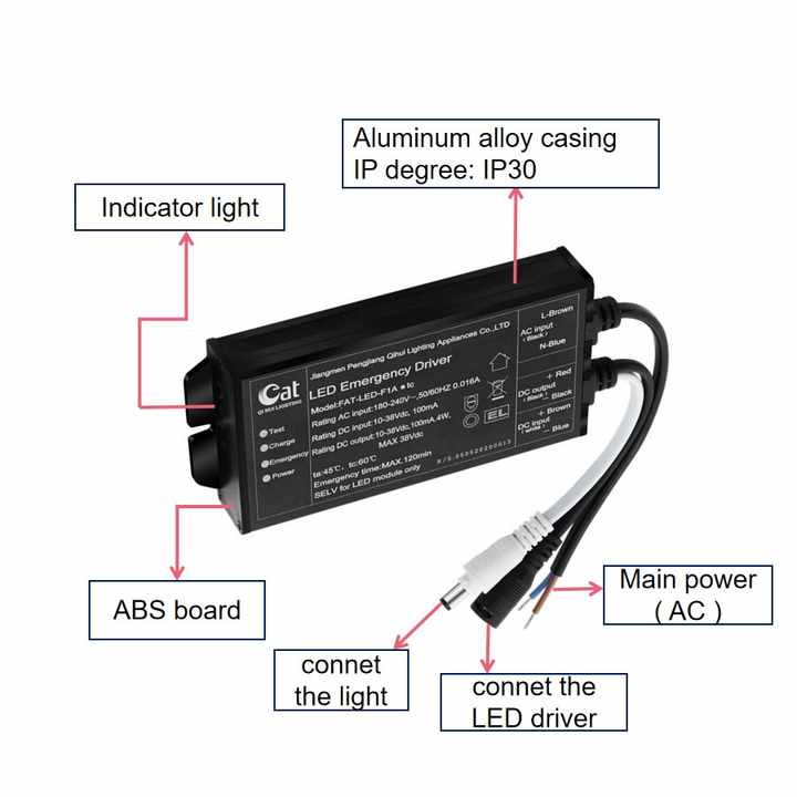40W LED Panel Lamp Emergency Drive 2-hour Emergency Aluminum Shell Emergency Power Supply Output DC 10-38V Qihui