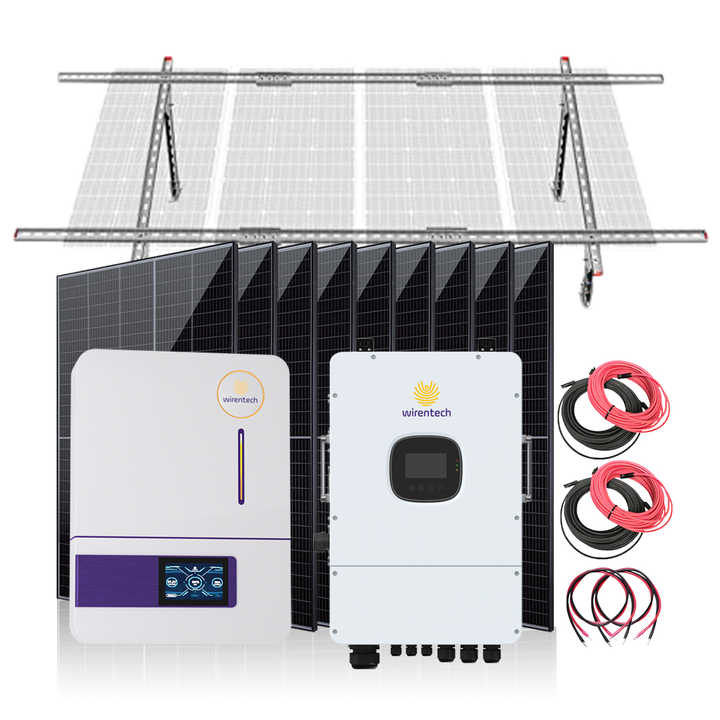 5kW 10kW Lithium Battery Solar Panel System Off-Grid Home Use Photovoltaic Kit with MPPT Controller WIRENTECH