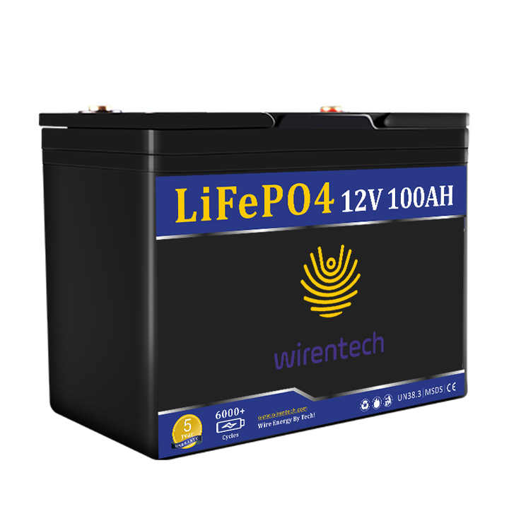 Wirentech 12V 100Ah Lithium Ion Battery for Solar Energy Storage Systems and Electric Vehicles