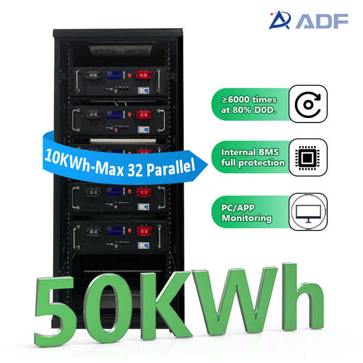ADF Prime Rack Mount LiFePO4 Backup Storage Battery UPS 51.2V 105Ah Stackable Energy Storage System for Home Use