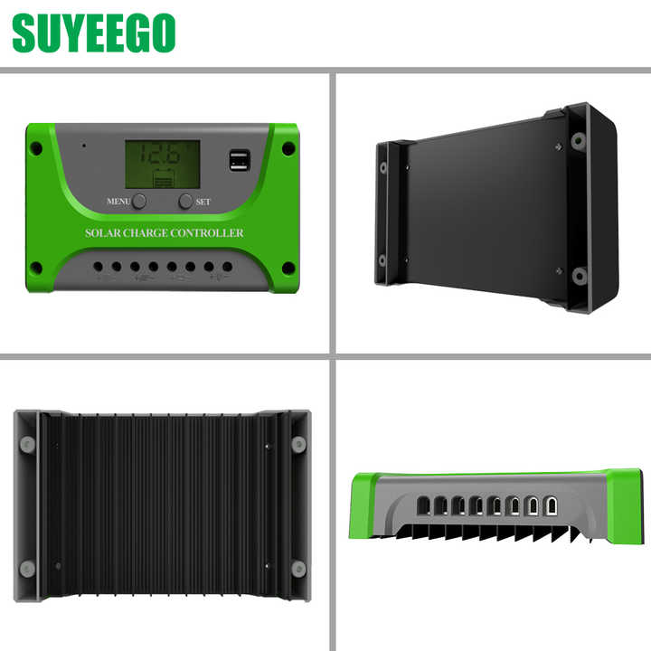 Solar Charge Controller 12V/24V 10A-60A PWM Dual PV Input 50A Rated Current 100V Max Voltage for Solar System SUYEEGO