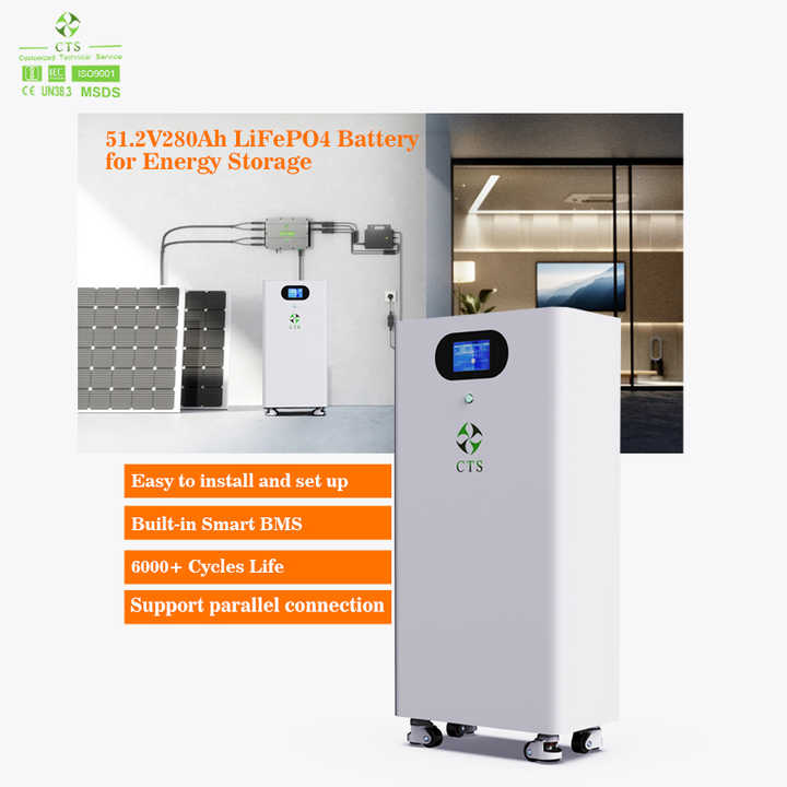 51.2V 280Ah Solar Lithium Battery Pack for Off-Grid Energy Storage Systems with LiFePO4 Technology and Built-in BMS Protection