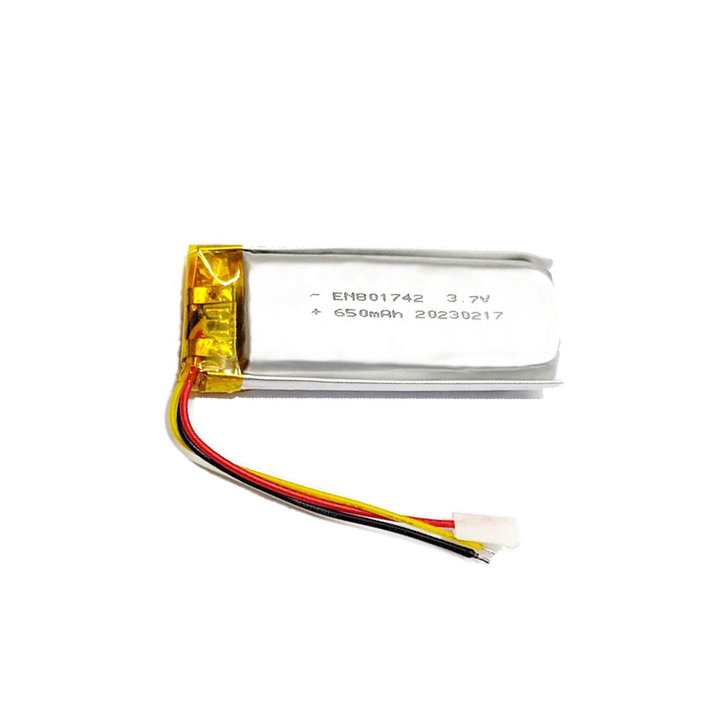 Encore Lithium Polymer Battery 801742 650mAh 3.7V Rechargeable Deep Cycle Li-ion Pouch Cell for Smart Glasses and Consumer Electronics Encore