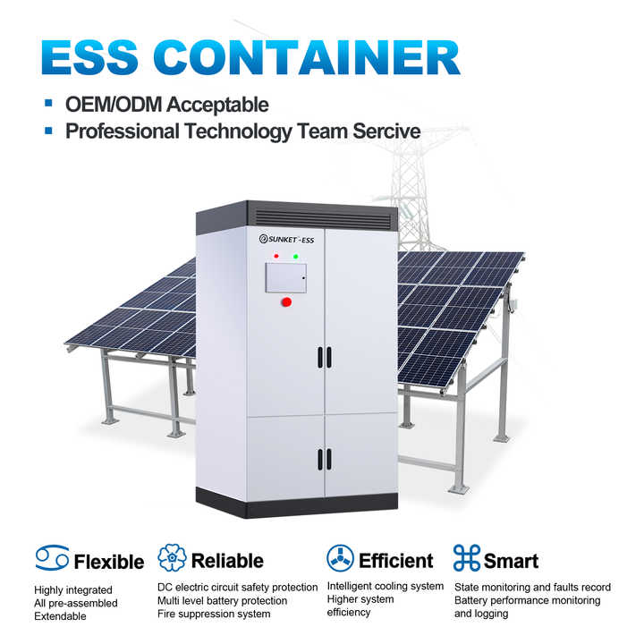 Industrial High Voltage On-Grid Energy Storage System 50kWh 100kWh 215kWh Lithium Ion Battery Cabinet Air Cooling for Commercial and Industrial Applications Sunket-ESS