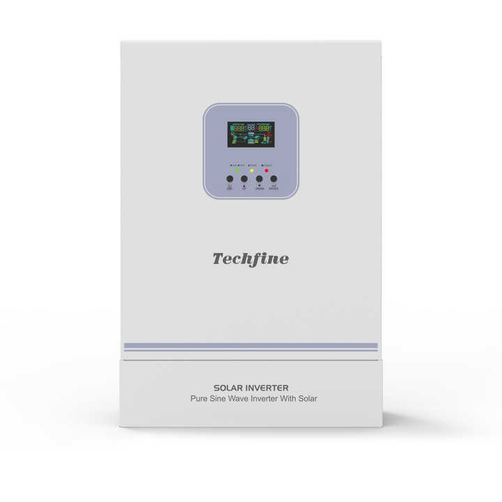 Off Grid Power Solar Inverter 3kva 3kw 3000w 5000w 5kw 48v 12v to 220v With Mppt 80a Solar Charger Controller High-Frequency Pure Sine Wave Energy-Saving Machine for Home Solar Power Systems Techfine