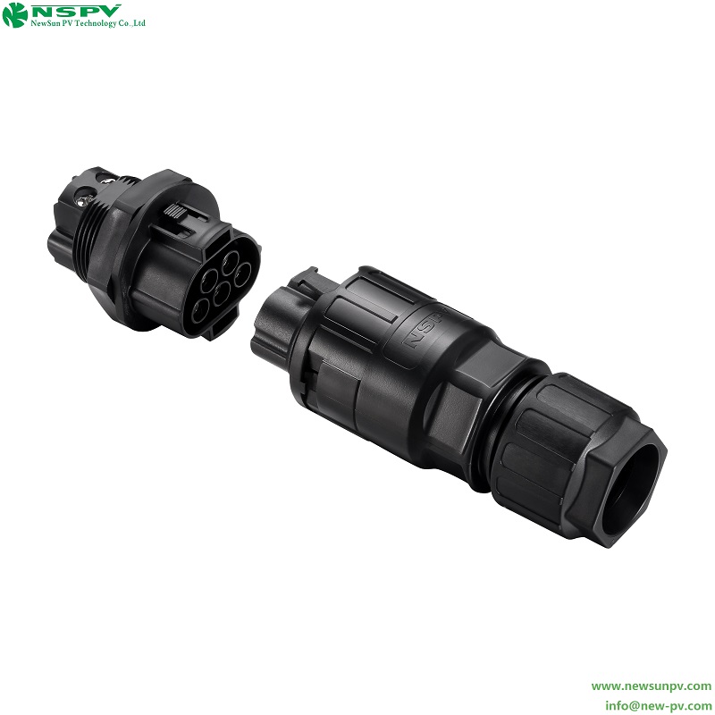 Solar AC 3P/5P Connector(new type) IP68 Rated 50A 500VAC for Renewable Energy Systems