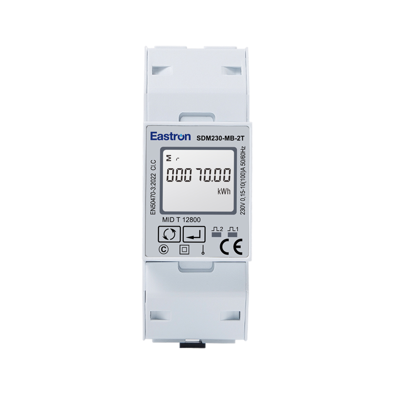 Mbus Dual Tariff Din Rail Single Phase UL Energy Meter Dual Power Source 100A Direct Connection with RS485 Modbus and Mbus Communication for Solar PV and EV Charging Systems