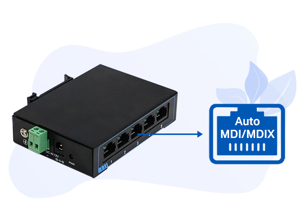 USR-SF1005 5-Port 100M Ethernet Switch Plug-and-Play Unmanaged Layer 2 Switch for Industrial Networking