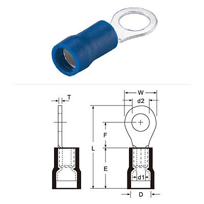 Vinyl Insulated Double Crimp Ring Terminals Copper Tin Plated for Battery Energy Storage Systems