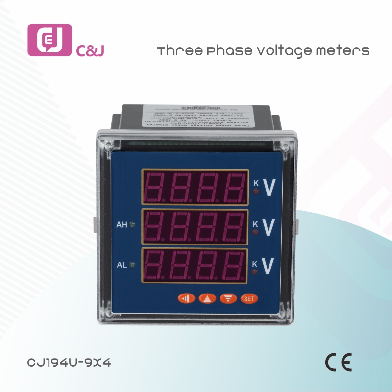 Three Phase Digital Voltage Meter LED Panel TRMS AC Sampling Programmable Grid Monitoring CJ194E-9X4