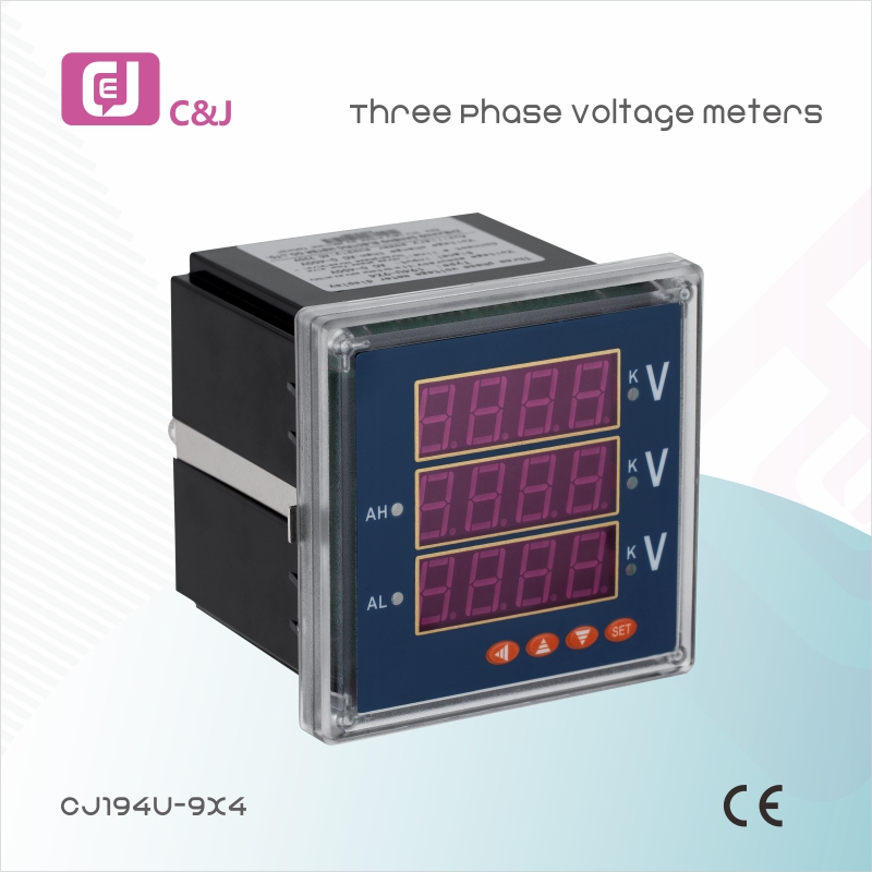 Three Phase Digital Voltage Meter LED Panel TRMS AC Sampling Programmable Grid Monitoring CJ194E-9X4