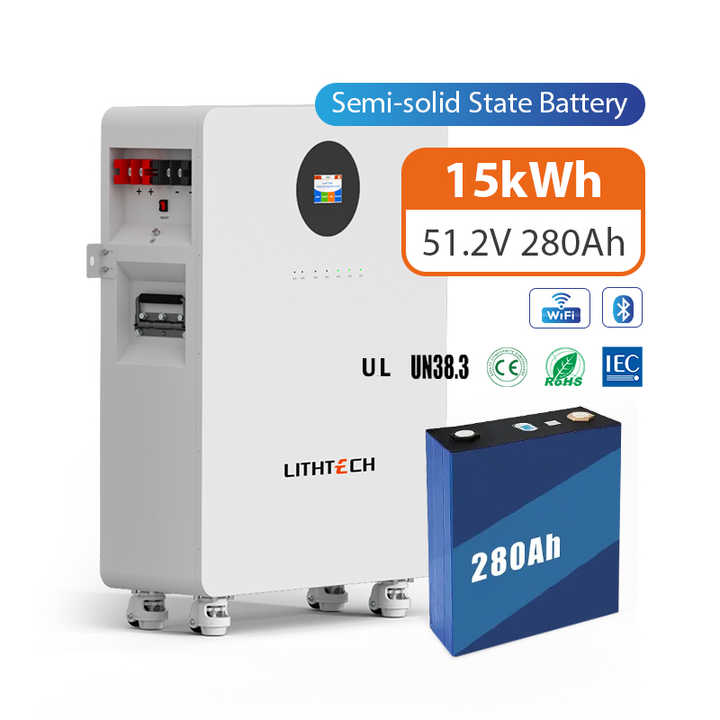 Lithium Semi Solid Battery 51.2V 280Ah 15kWh with 10-Year Warranty, Smart Monitoring & Fireproof Design for Home Solar Energy Storage Systems LITHTECH
