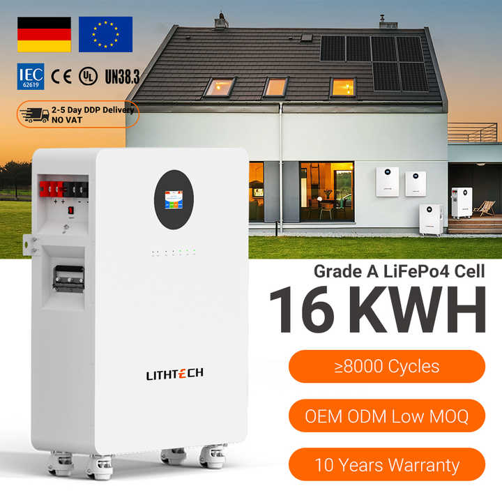Solar Power 16kWh 15kWh Lithium Battery 51.2V 314Ah 300Ah Home Energy Storage System with Wheel for Off-grid Hybrid Grid Applications Lithtech