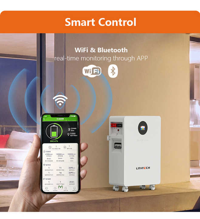 48V 300AH Home Energy Storage Lithium Ion Lifepo4 Battery Floor Standing 100AH 200AH 5Kwh 10Kwh 15Kwh 20Kwh 30KWH Battery Off-Grid Hybrid On-Grid Systems Solar Storage Solutions Lithtech