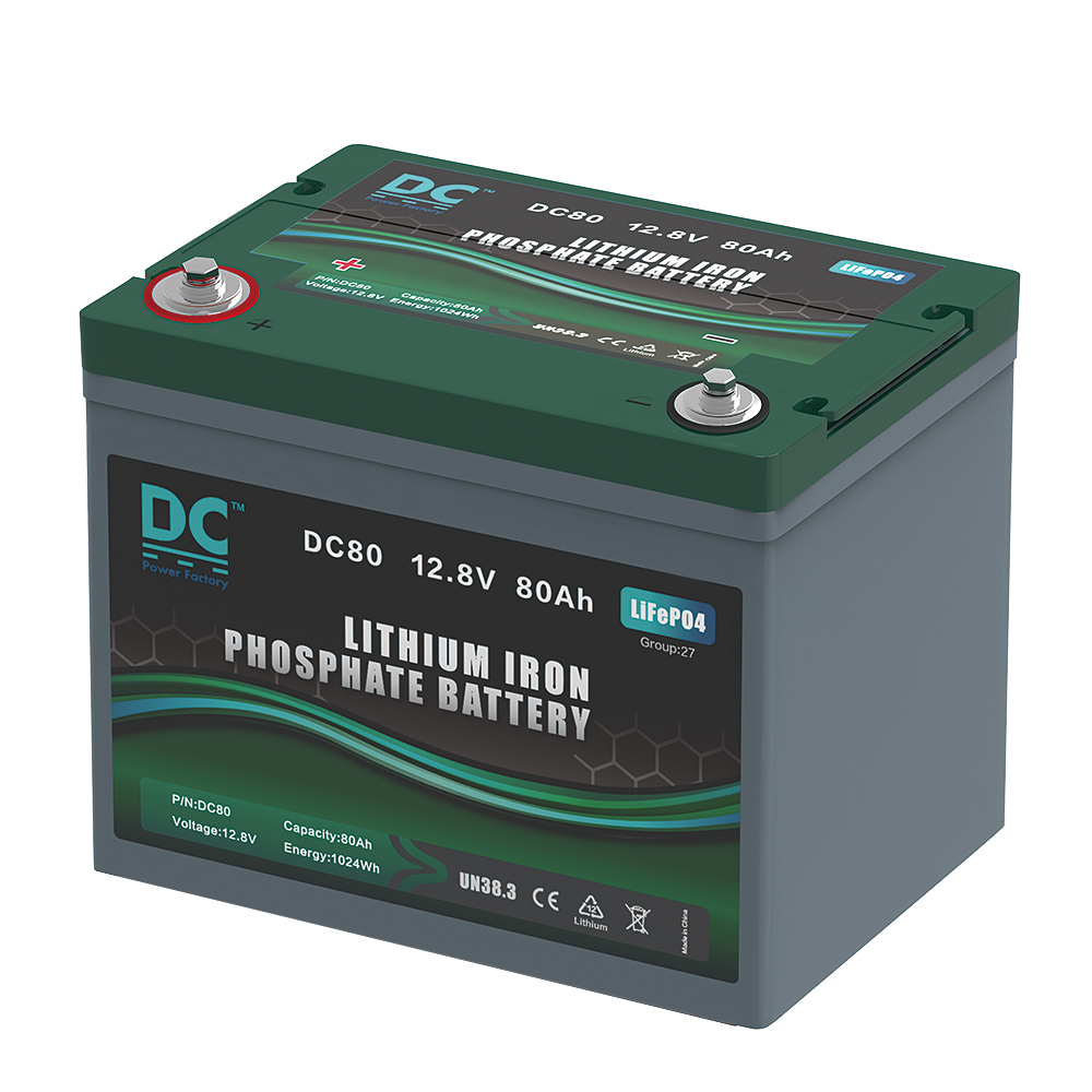 12.8V 80Ah DC80 LiFePO4 Battery 1024Wh High-Capacity Deep Cycle Battery for Marine and Solar Energy Storage