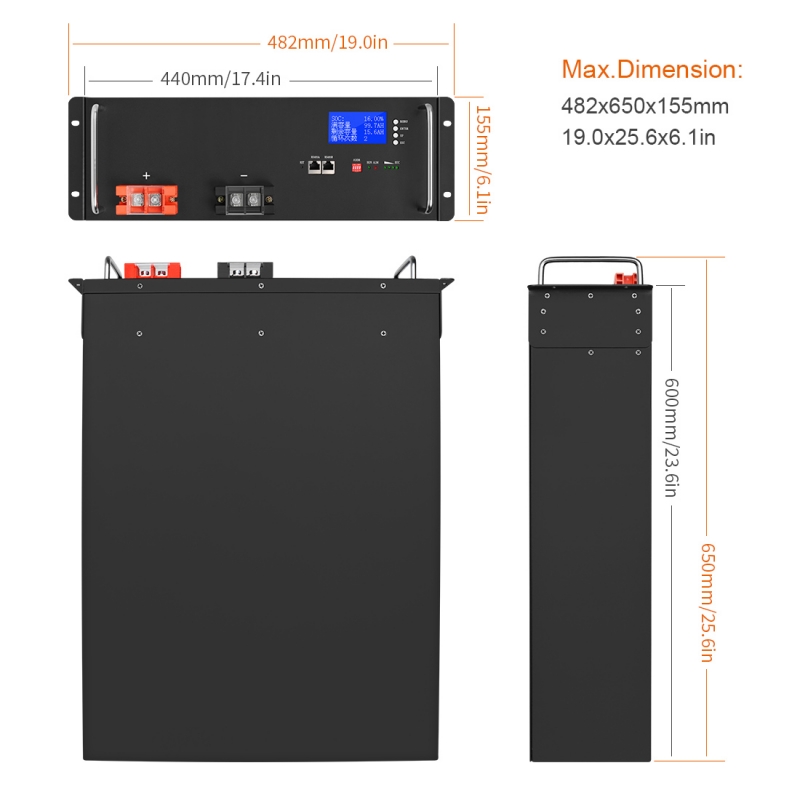 51.2V 100Ah LFP Battery High-Cycle Life Energy Storage System for Solar Power and UPS Applications