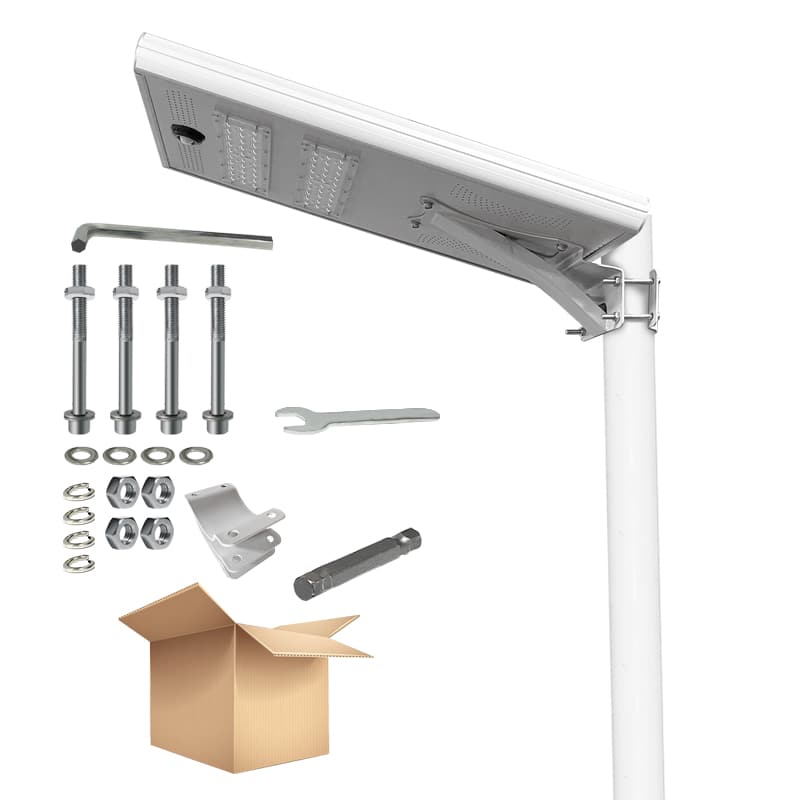 40W Solar Street Lights Integrated All-in-One IP65 Waterproof 12.8V 24AH LiFePO4 Battery with PIR Motion Sensor for Outdoor Road Lighting ALI