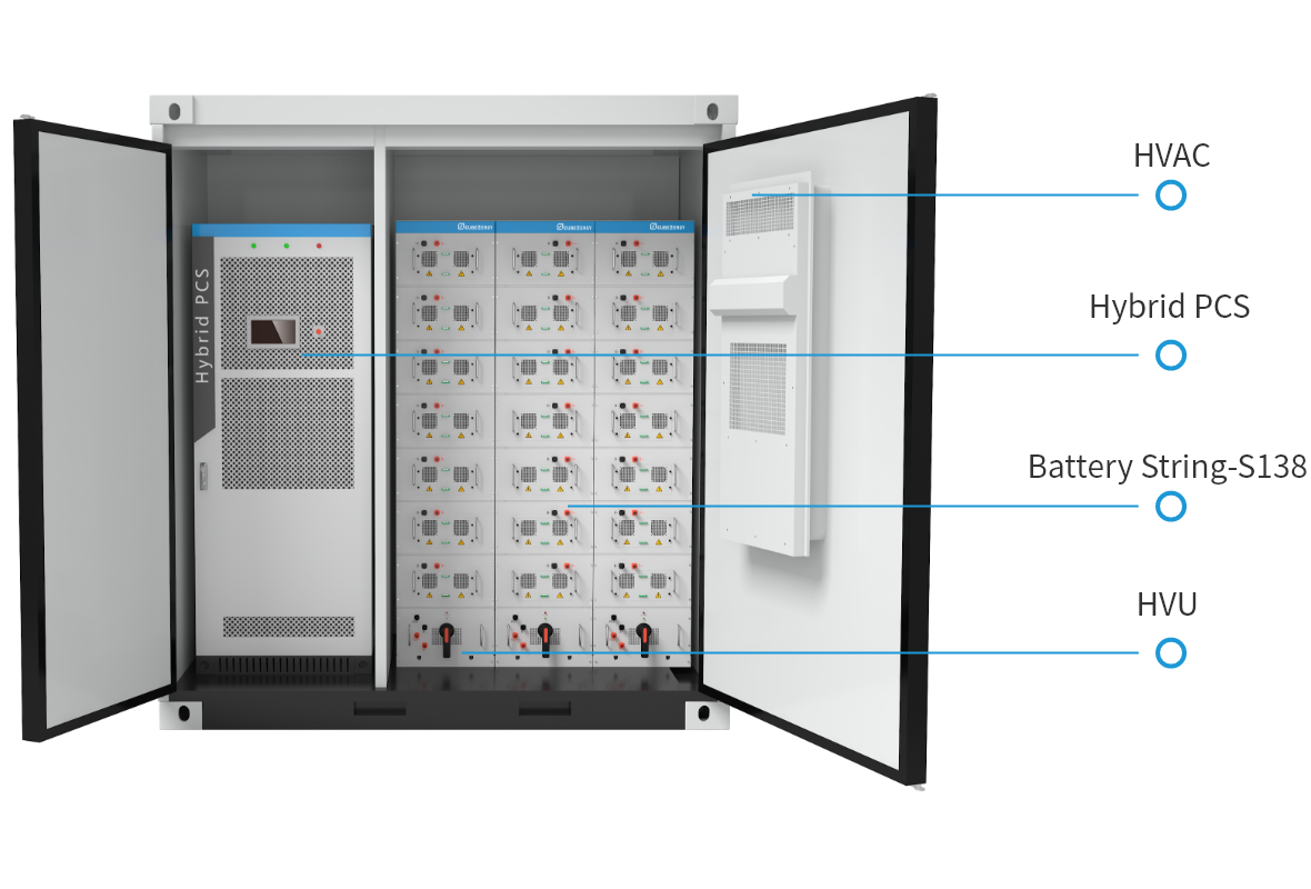 APO-M50/100-90Ah Cabinet Type Energy Storage Microgrid System 200-800V 6000 Cycles UL9540A Certified IP54 Containerized Off-Grid On-Grid PV Grid DG Apollo Energy