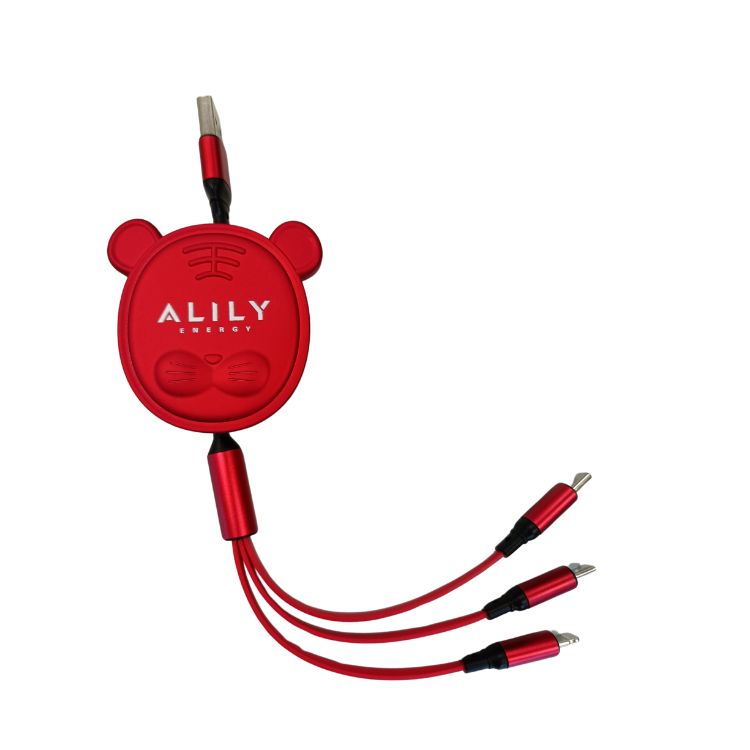 Cellphone Charging Cable 3 Charging Port 1.2m USB Cable 5V 2A Charging Head Three-in-One Quick Charge for Apple Android Type-C Devices