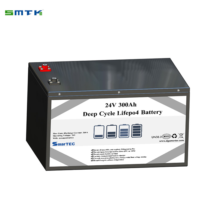 24V 300AH Solar Storage LiFePO4 Battery with BMS 4000 Cycles for Renewable Energy Systems SmarTEC