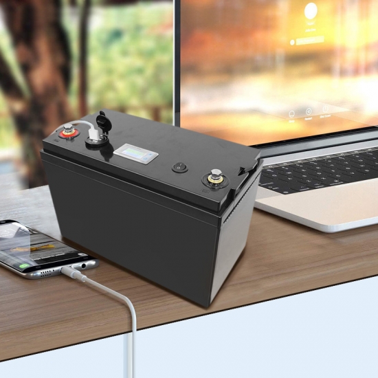 Superpack 12V100Ah LiFePO4 Battery with USB Outputs and LCD Display - Portable Power Solution for Outdoor and Emergency Use