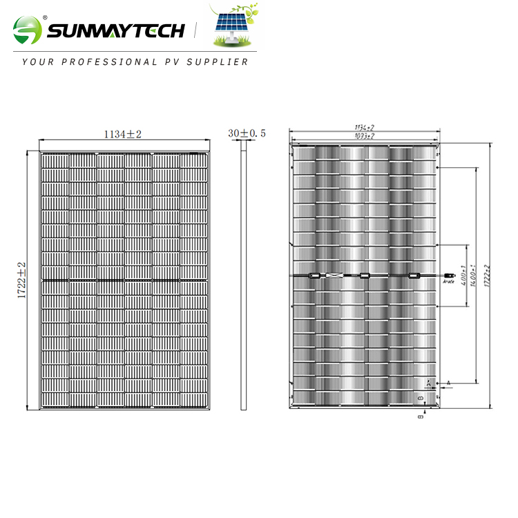 Sunway N Type TOPcon Bifacial 108 Cells 425W-440W Solar Module High Efficiency 22.3% Anti-Reflective Surface for Utility and Commercial PV Systems