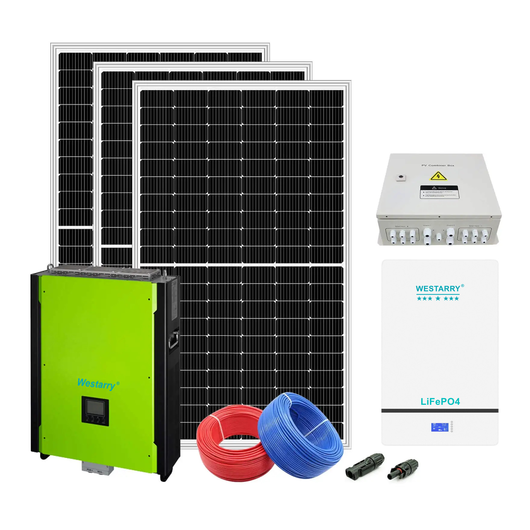 15kw Off Grid Hybrid Solar Panel Power System 15000W Hybrid Inverter with Powerwall for Home Agriculture Industry Commerce Westarry