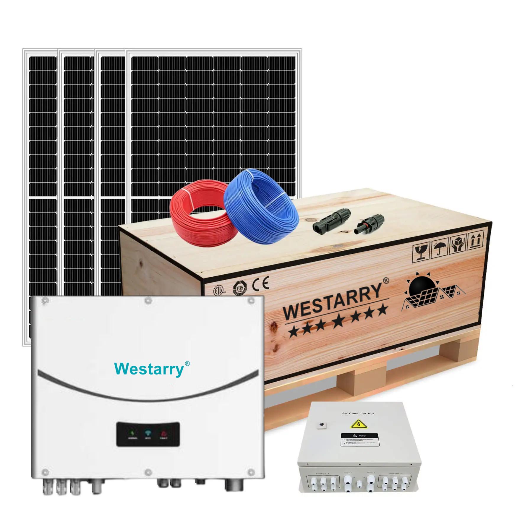 7KW Solar Energy Power Station On Grid Tie PV Panel System 7000W Output EU US Standard for Industrial Commercial Residential Use Westarry