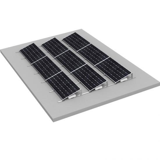 Aluminum Ballasted Solar Panel Racking System Non-Penetrating Flat Roof Mount for Commercial Buildings