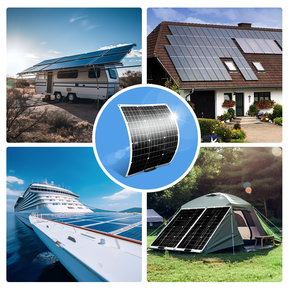 Flexible Solar Panel 100W 18V IP67 MC4 Cable Bypass Diodes for RV Marine Off-Grid SMARAAD