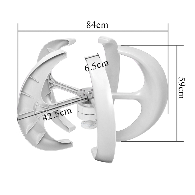 Smaraad SR 400W Vertical Axis Wind Turbine Coreless Generator, 3-Blade Curved Design for Home Lighting, Marine and Street Light Use