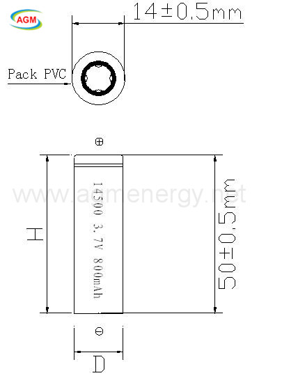 IFR 14500 500mAh 3.2V LiFePO4 Battery High Safety Rechargeable Long Cycle Life for Power Tools, E-Bikes, Solar Lighting AGM