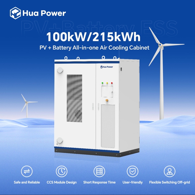 Energy Storage Container System 100kW/215.04kWh Air Cooling IP54 Protection for Commercial and Industrial Backup Power Hua Power