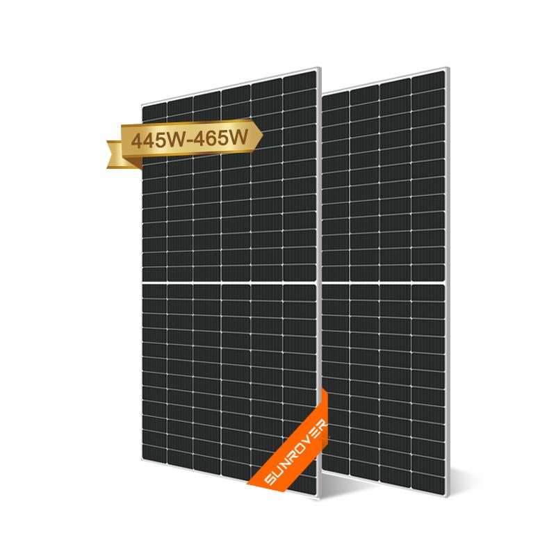 Solar Panel PERC MBB Half Cell 445-465W High Efficiency Bifacial Double Glass for Commercial Rooftop and Utility-Scale Sunrover