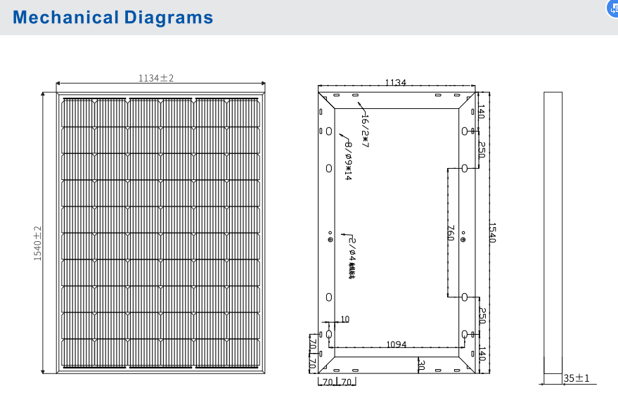 Solarparts 360W Mono Glass Solar Panel 34.2V High Efficiency for Residential and Commercial PV Systems